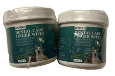 2 Pk Dental Care Finger Wipes Dog/Cats Reduces Plaque Freshens Breath Teeth 60ct