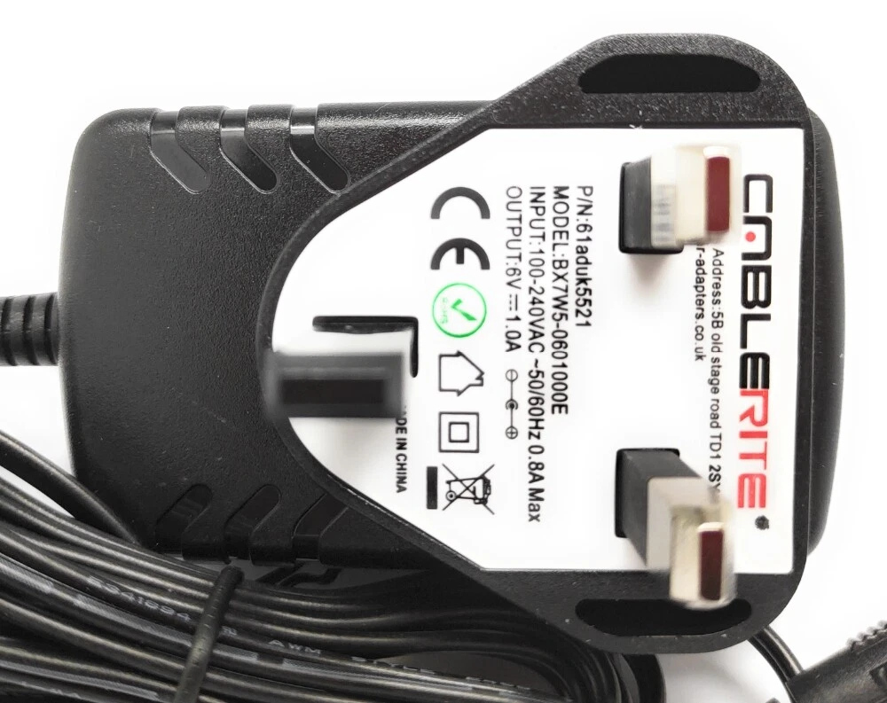 6v Motorola MPB26 2 Parent Side Baby Montor Uk mains power supply adaptor cable