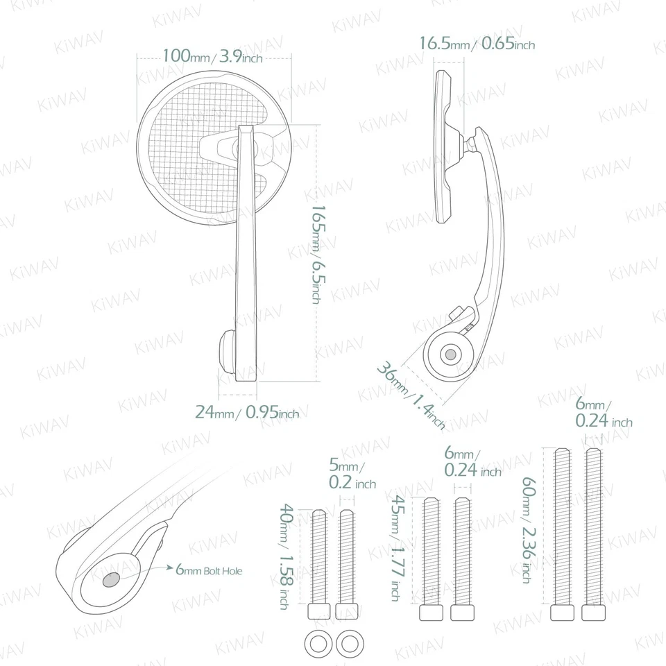 Bar end mirrors round real carbon fiber M5 fits Triumph Bonneville Thunderbird - Imagem 2 de 4