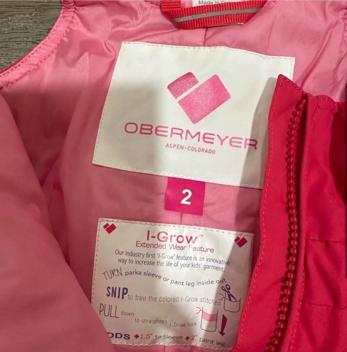 Babero Obermeyer esquí nieve rosa niñas pequeñas talla 3 piernas en I-Grow sin cortar Foto 2 de 4