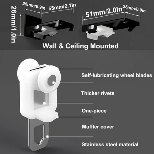 2m Heavy Duty Steel Curtain Hanging Track System w/ Rollers & Mounting