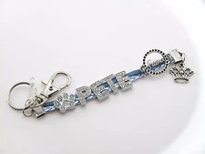 Personalized FRIEND 2Tone KEYCHAIN & Cellphone 3.5mm ANTI DUST PLUG Rhinestone