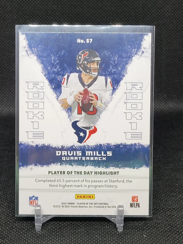 Davis Mills Cracked Ice /25 2021 Panini Player of the Day #57 Rookie (CB) - Image 2 of 2