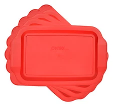 Pyrex 233-PC Rectangle 9" x 13" 3 Quart Storage Container Lid Cover Red 4PK New