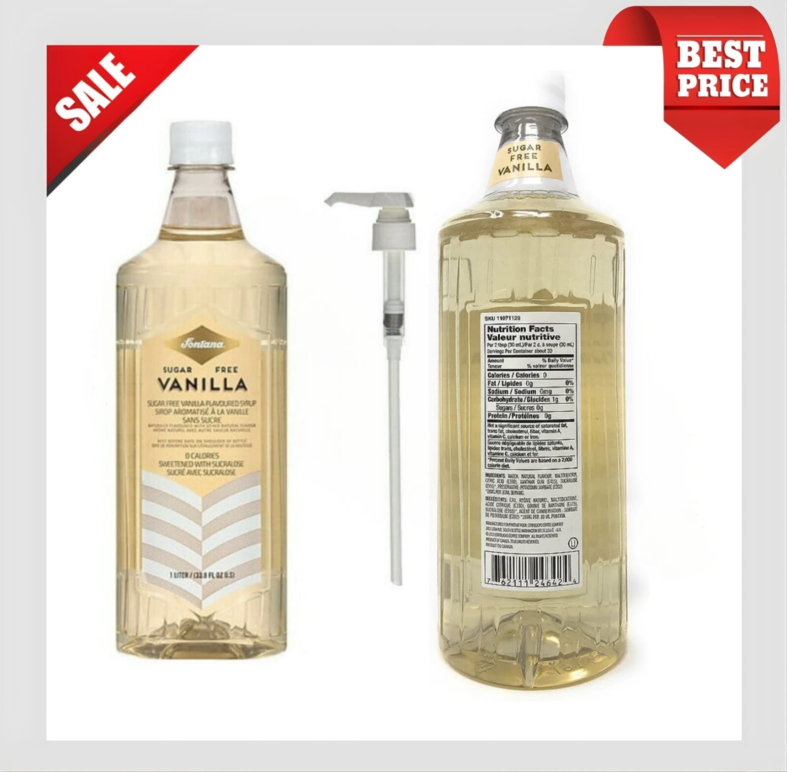 Fontana by Starbucks Genuine SugarFree Vanilla Syrup with Pump 1