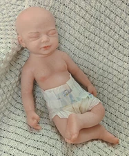 US 45cm Eyes Closed Sleeping Reborn Baby Dolls 6.16lbs Full Silicone Dolls #Boy