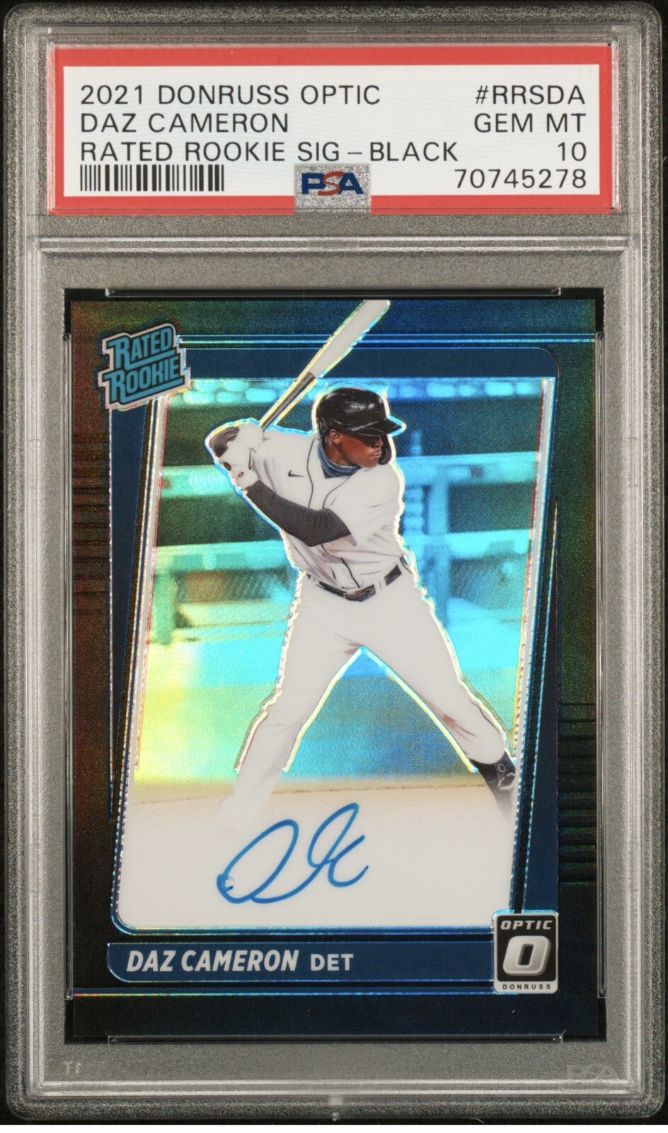 Daz Cameron 2021 Donruss Optic Rated Rookie Signatures Auto Black PSA 10 /50