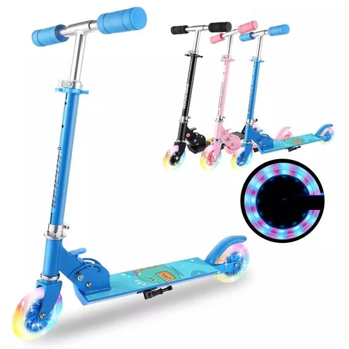 Folding Kick Scooter for Kids Adjustable Handlebar with LED Light Up Wheels USA