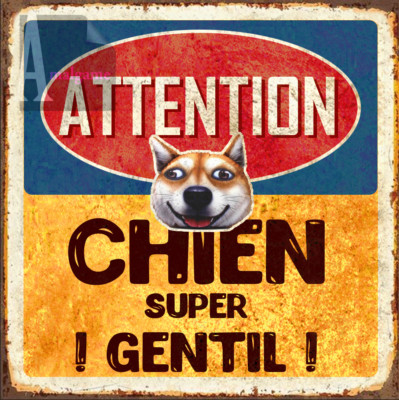 ATTENTION DOG SUPER NICE NICE VINTAGE 15cm STICKER STICKER CB069