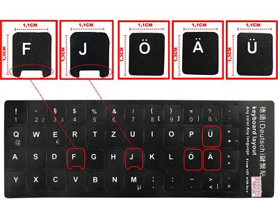 Keyboard sticker Laptop Notebook German MATT Black 11mmx13mm