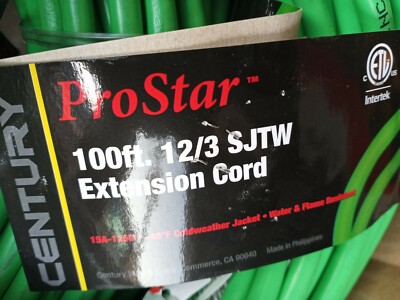 Prostar 100' 12/3 Sjtw Light Ends Heavy Duty Extension Cord, D11712100gn