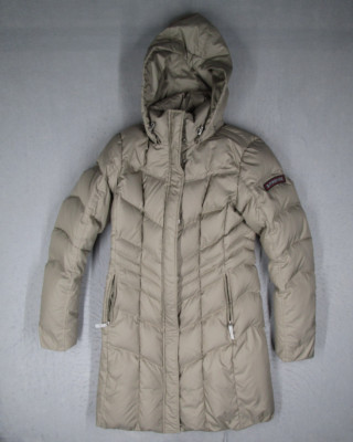 Bogner Jacket Women 4 Beige Fire Ice Down 600 Full Zip Hooded Insulated Parka
