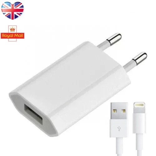 Chargeur Mural Officiel Apple A1400 5W EU 2 Broches USB Avec Câble - Photo 1 sur 2