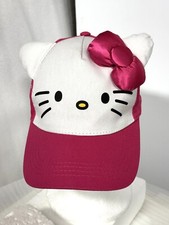 Hello Kitty Pink Youth Cap Sanrio Adjustable Strapback Girls Hat 3D Bow NWT