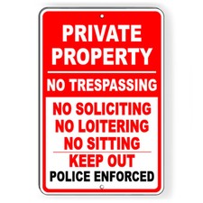 Private Property No Trespassing Soliciting Metal Sign Or Decal 6 SIZES SP010