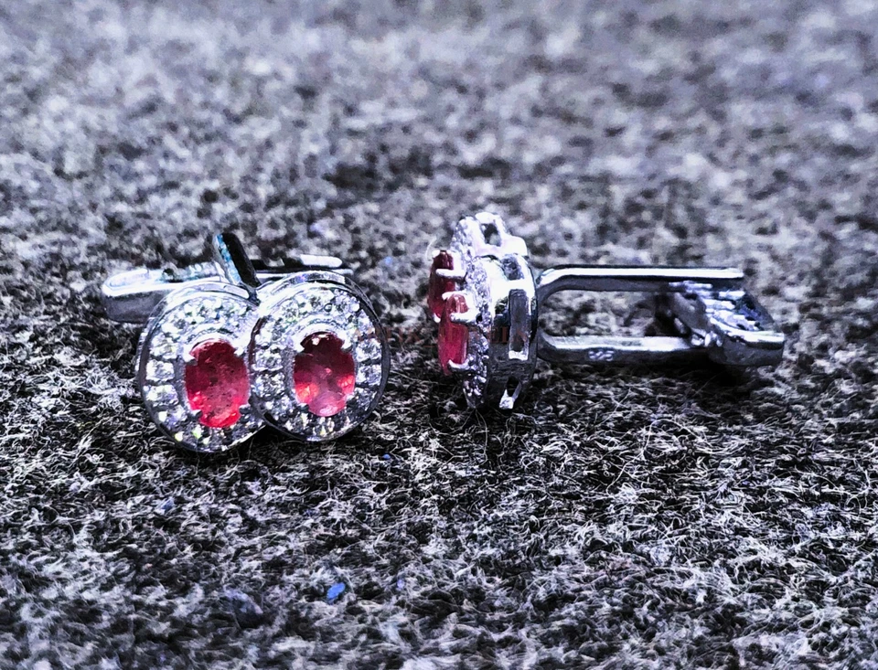 Heated Ruby Gemstone with 925 Sterling Silver Cufflink #2549 - Image 3 of 3