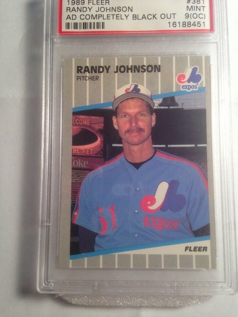 1989 Fleer RANDY JOHNSON AD Completely Black Out Rookie RC PSA 9 OC 