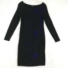 Elie Tahari Womens Dress Sweater Sheath Black Knit Geometric Long Sleeve Knee S