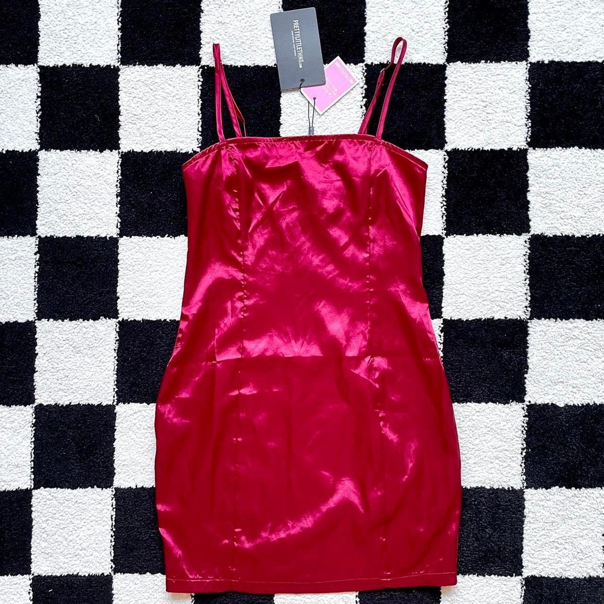 red satin dress pretty little thing Red Satin Dresses