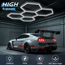 LED Honeycomb Light Hexagon Garage Lights High Brightness 5-Hex Light for Garage
