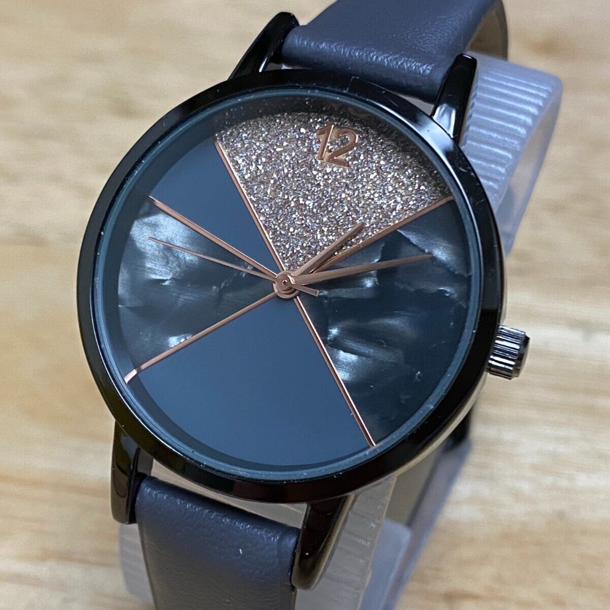 FMD Lady Japan Movt Black Case Mosaic Dial Analog Quartz Watch~New