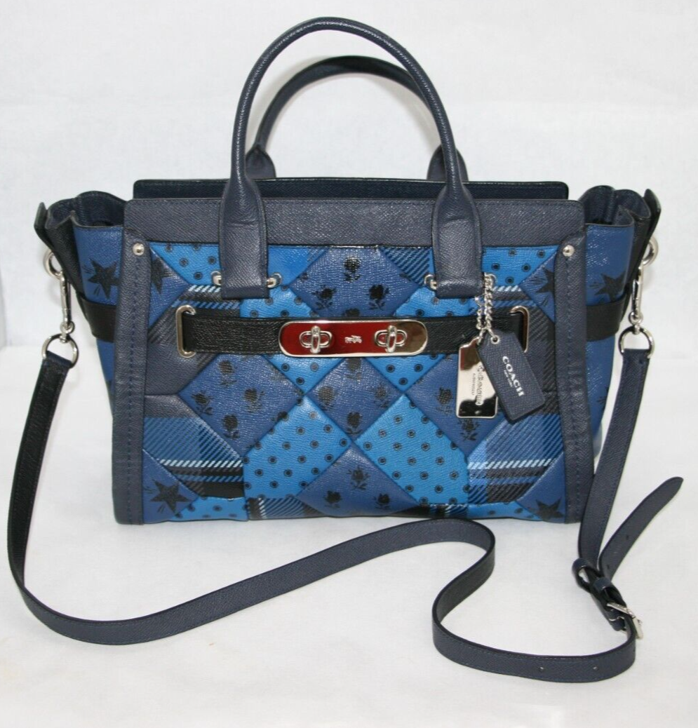 Coach Swagger Printed Patchwork Leather Quilted Crossbody Carryall