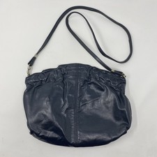 SAS Shoulder Bag Navy Blue Genuine Leather Made In USA Vintage Magnetic Closure