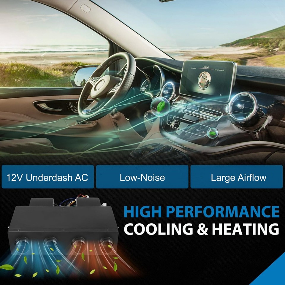 12V DC Cool & Heat Electric Universal Underdash Air Conditioner Auto ...