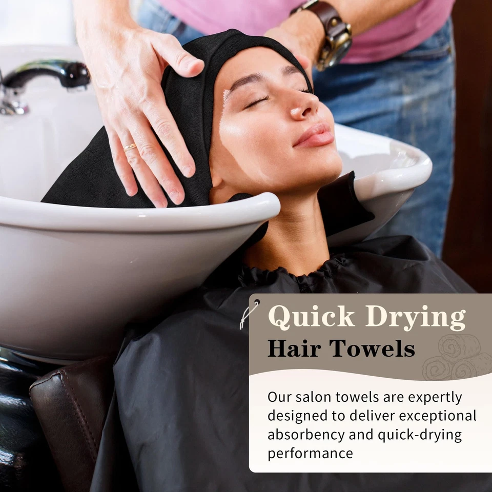 Salon Towels 12 Pack, Black Hand Towels for Bathroom, Quick Dry Gym Towels, S... - Image 4 of 4