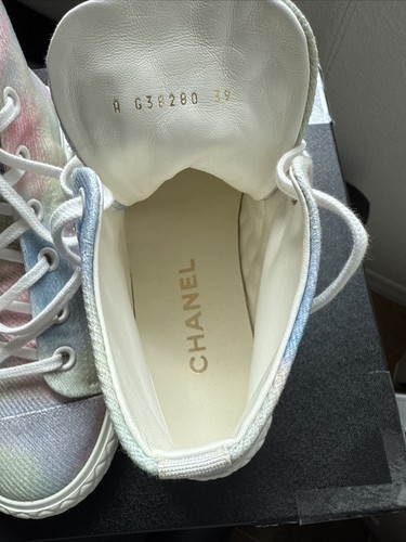 New!! CHANEL Quilted Rainbow CC High Top Sneakers Kicks Shoes Trainers 39 $1325 - Picture 15 of 19