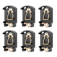 6 x Brown Plastic Housing Button Cell Battery Socket Holder Case