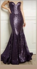 Sava Purple Sequin Formal Prom Dress Size 8