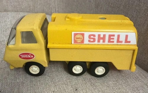 Vintage TONKA Mini Shell Tanker Fuel Delivery Truck Yellow USA 1970's
