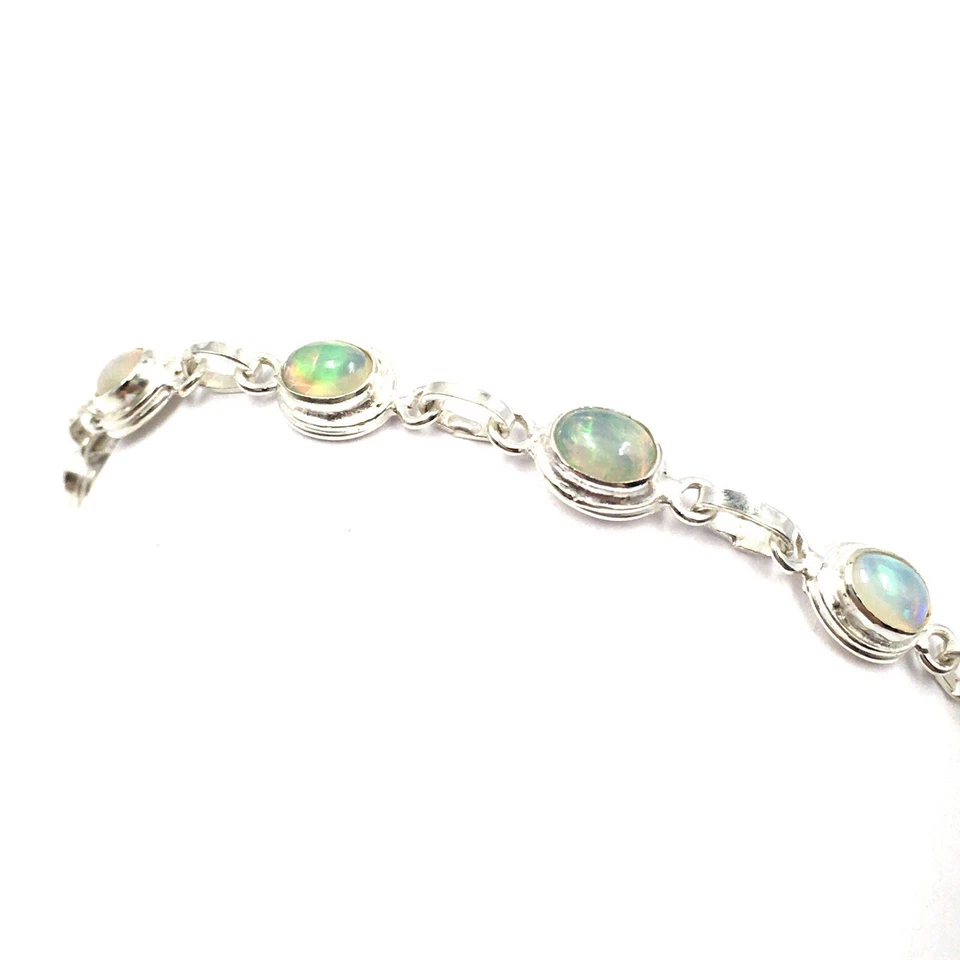 Bracciale 22 cm argento 925 opale 4,5 ct multicolore donna gioielli moderno... - Immagine 4 di 4