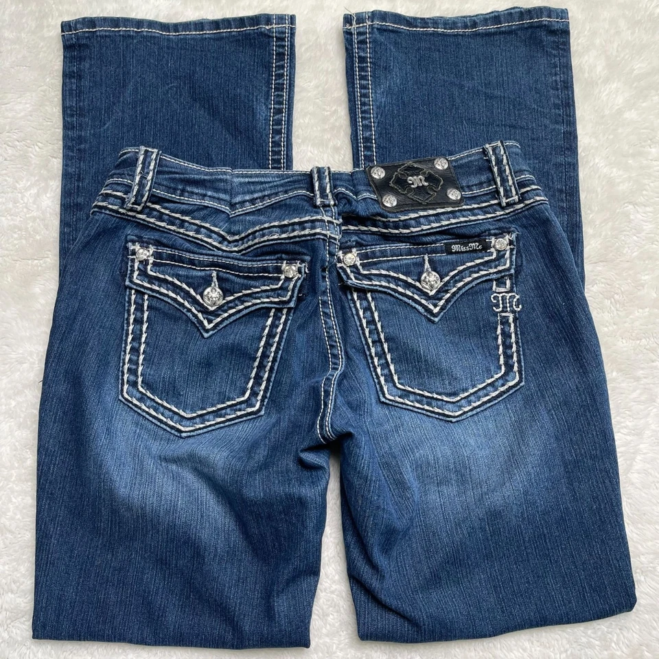 Pantalones de mezclilla para mujer Miss Me azul bootcut de algodón talla 32x30,5"" Foto 3 de 4