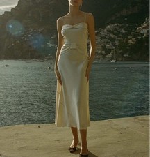 Women Doen Backless Satin Slim Fit Slip Midi Dress Size US 6