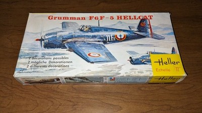 Heller Grumman F6F-5 Hellcat Fighter #155 Echelle 1:72 Model Kit Open Box