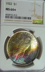 1922 - Peace Dollar, NGC, MS64, Star