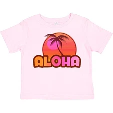 Inktastic Pink Aloha Palm Toddler T-Shirt Hawaii Sunset Island Mahalo Maui Tree