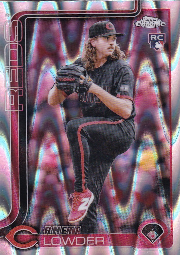 RHETT LOWDER TOPPS CHROME ROOKIE RAYWAVE REFRACTOR RC REDS #147 2025 25