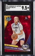 2023 BOWMAN UNIVERSITY CHROME SAPPHIRE RED #25 HAILEY VAN LITH #/5 SGC 9.5