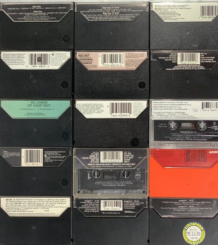 LOT OF 15 SOFT POP CASSETTE TAPES AIR SUPPLY NEIL DIAMOND HARRY CHAPIN JIM CROCE Foto 3 de 4