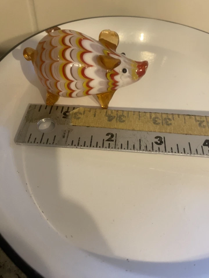 Vidrio colección cerdo fitz & floyd miniatura arte vidrio 2003 amarillo blanco naranja Foto 4 de 4