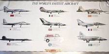 Vintage 1990 world’s Fastest Aircraft Airplane DHL Cargo CALENDAR POSTER 39x26