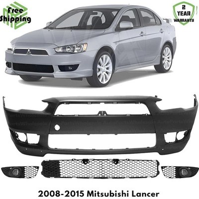 Front Bumper Cover Fascia & Fog Light Assembly For 2008-2015 Mitsubishi Lancer