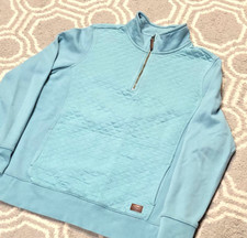 L.L. Bean Quilted Quarter Zip Pullover Women  s Size XL Green Sweater 502745