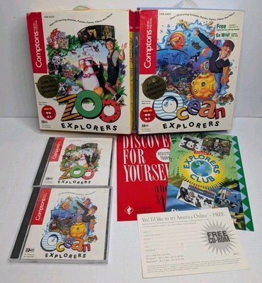 Ocean & Zoo Explorers Combo Pack - (1995 Compton's NewMedia) Big Box  PC CD-ROM 