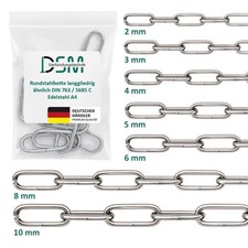 Rundstahlkette langgliedrig ähnl. DIN 763/5685 C | Edelstahl A4 | Ø 2-10 mm
