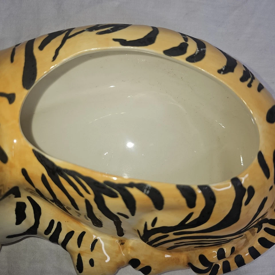 Jarrón Anthropologie Leah Goren Tigre Animal Gres Maceta Gato Jardín Foto 4 de 4