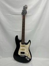 Strat Style Electric Guitar Black Project Spares Repair Missing Strings